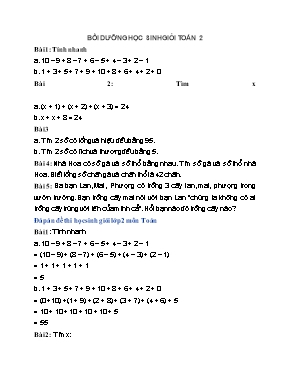 Bài tập bồi dưỡng học sinh giỏi Toán lớp 2 (Có đáp án)